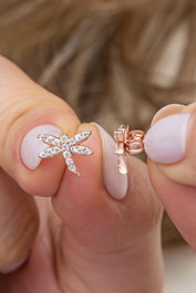 Heliophilia Silver Pendientes de Plata de Ley 925 con Oro Rosa y Circón